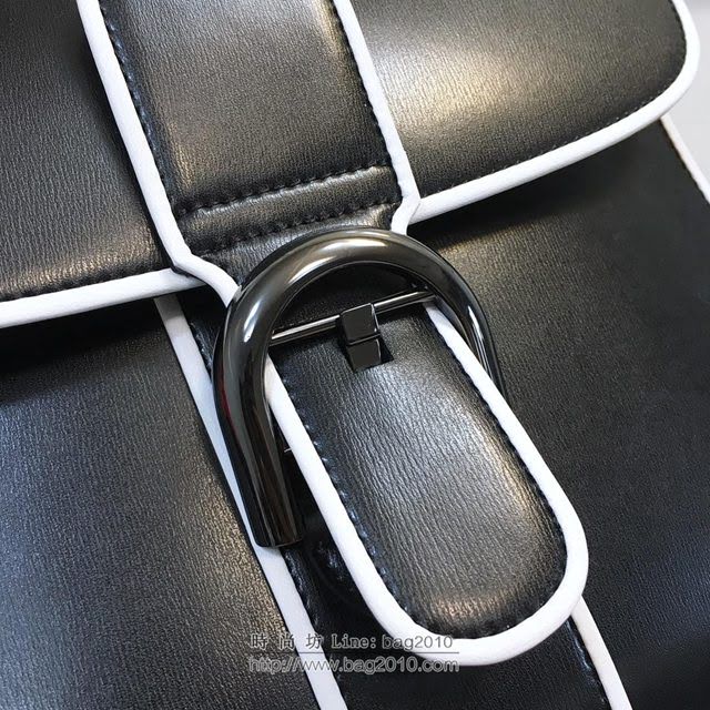 DELVAUX女包 經典Brillant手袋 原版皮 德爾沃女手提包 DG0028捆邊黑 大號 Delvaux女手腕包  fcs1128